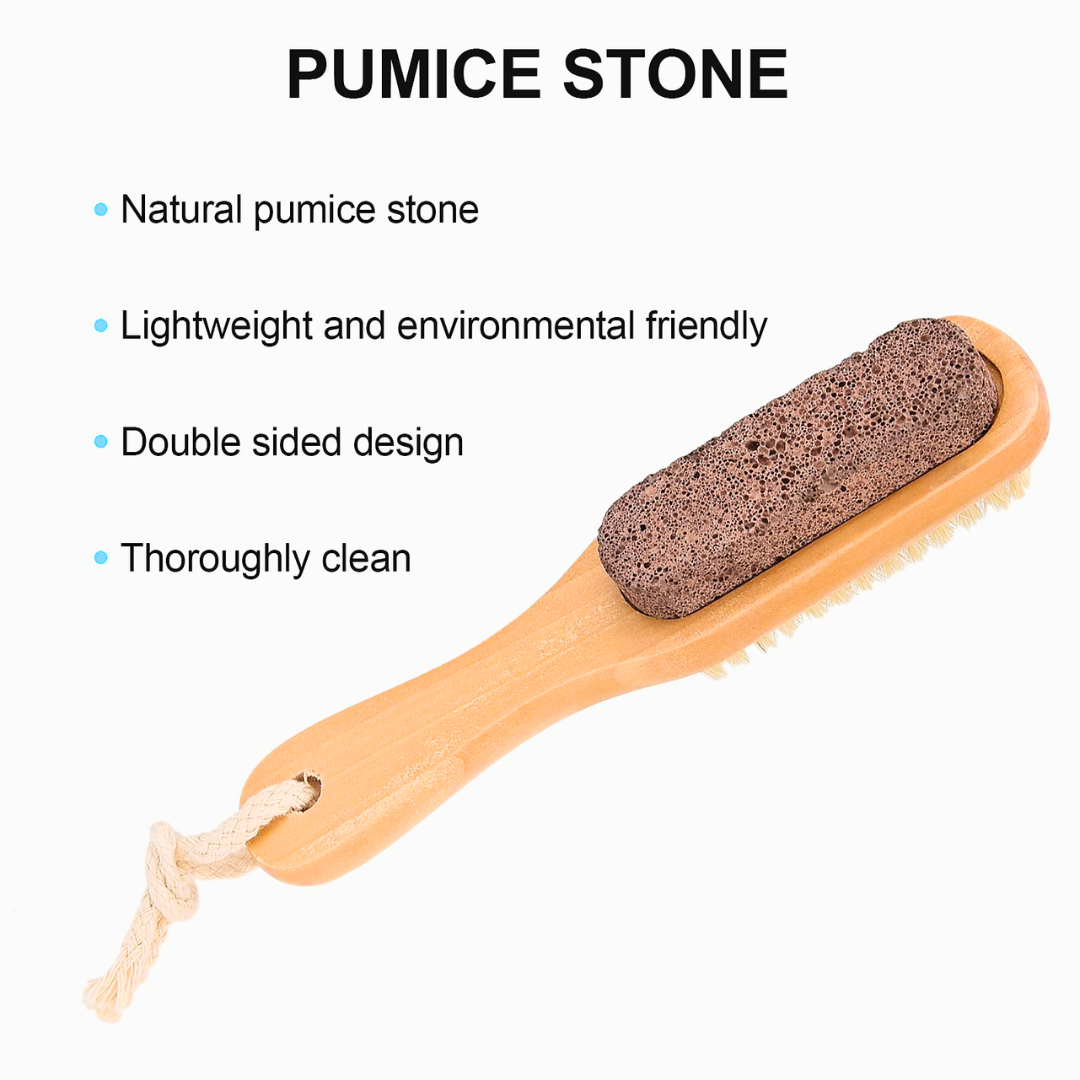 Brosse à pierre ponce avec manche en bois pour les pieds