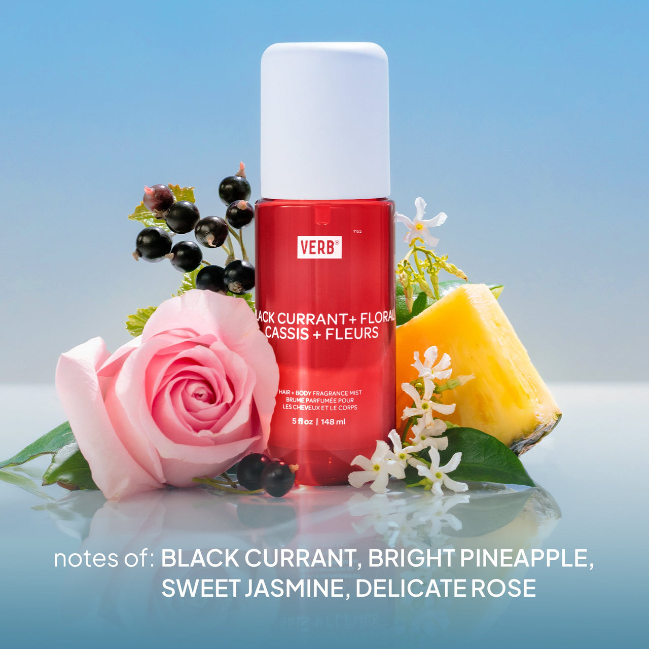 Haar- und Körperspray mit schwarzer Johannisbeere, blumiger Cassis-Note und Fleurs-Aromen