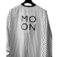 Thumbnail for COSMETIC WORLD_Cutting Cape Black & White Stripes - Adjustable Neck with Buttons_Cosmetic World