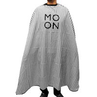 Thumbnail for COSMETIC WORLD_Cutting Cape Black & White Stripes - Adjustable Neck with Buttons_Cosmetic World