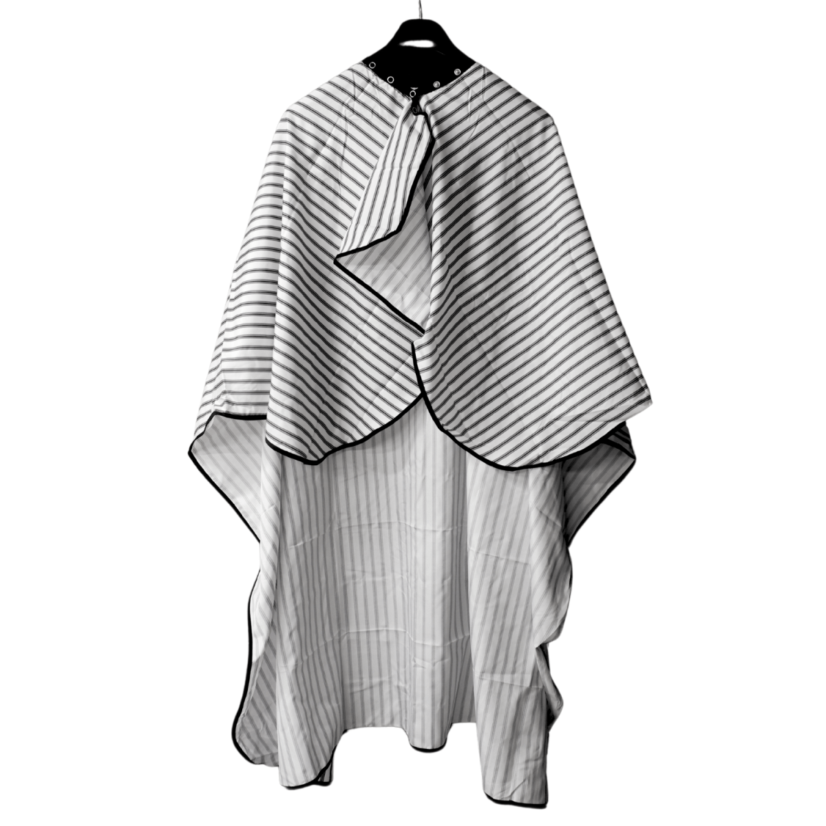 COSMETIC WORLD_Cutting Cape Black & White Stripes - Adjustable Neck with Buttons_Cosmetic World