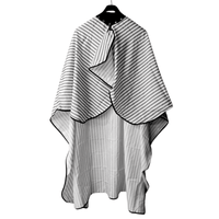 Thumbnail for COSMETIC WORLD_Cutting Cape Black & White Stripes - Adjustable Neck with Buttons_Cosmetic World