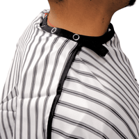Thumbnail for COSMETIC WORLD_Cutting Cape Black & White Stripes - Adjustable Neck with Buttons_Cosmetic World