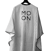 Thumbnail for COSMETIC WORLD_Cutting Cape Black & White Stripes - Adjustable Neck with Buttons_Cosmetic World