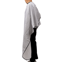 Thumbnail for COSMETIC WORLD_Cutting Cape Black & White Stripes - Adjustable Neck with Buttons_Cosmetic World