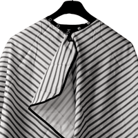 Thumbnail for COSMETIC WORLD_Cutting Cape Black & White Stripes - Adjustable Neck with Buttons_Cosmetic World