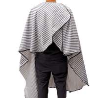 Thumbnail for COSMETIC WORLD_Cutting Cape Black & White Stripes - Adjustable Neck with Buttons_Cosmetic World
