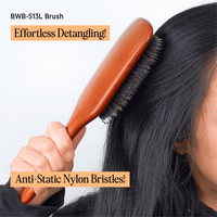 Thumbnail for Cosmetic World_Natural Boar With Nylon Bristle Wooden Hair Brush BWB - 513L_Cosmetic World