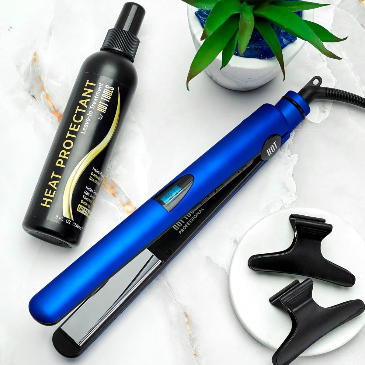 Hot Tools_Titanium Radiant Blue 1" Digital Salon Flat Iron_Cosmetic World