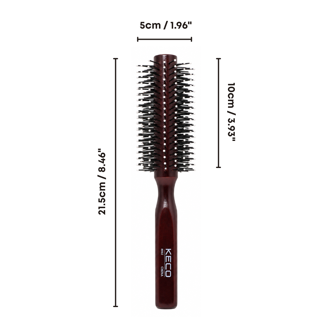 Escova Redonda de Madeira Hair Hugger com Ponta Redonda 4cm/1"