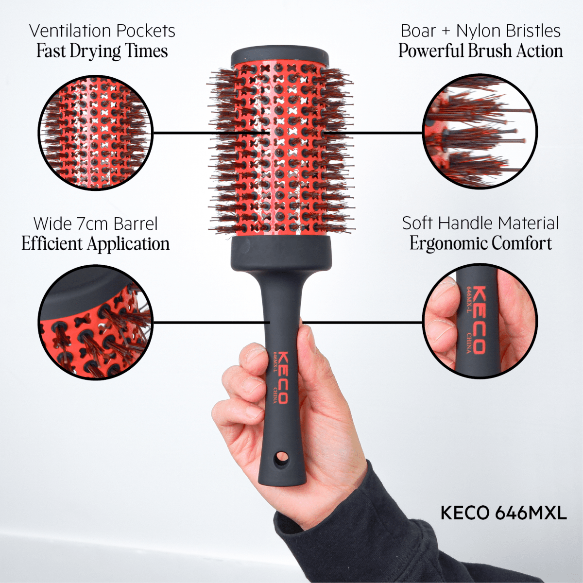 KECO_Hair Hugger Round Brush 646MXL 7cm / 2.75" wide_Cosmetic World