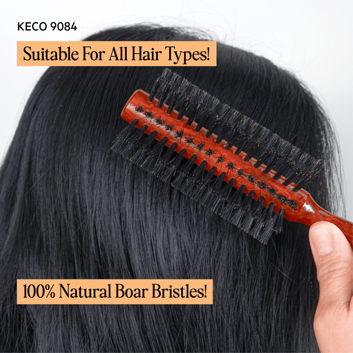 KECO_Natural Mahogany Wood Round Brush 9084 2.04" / 5.2cm_Cosmetic World
