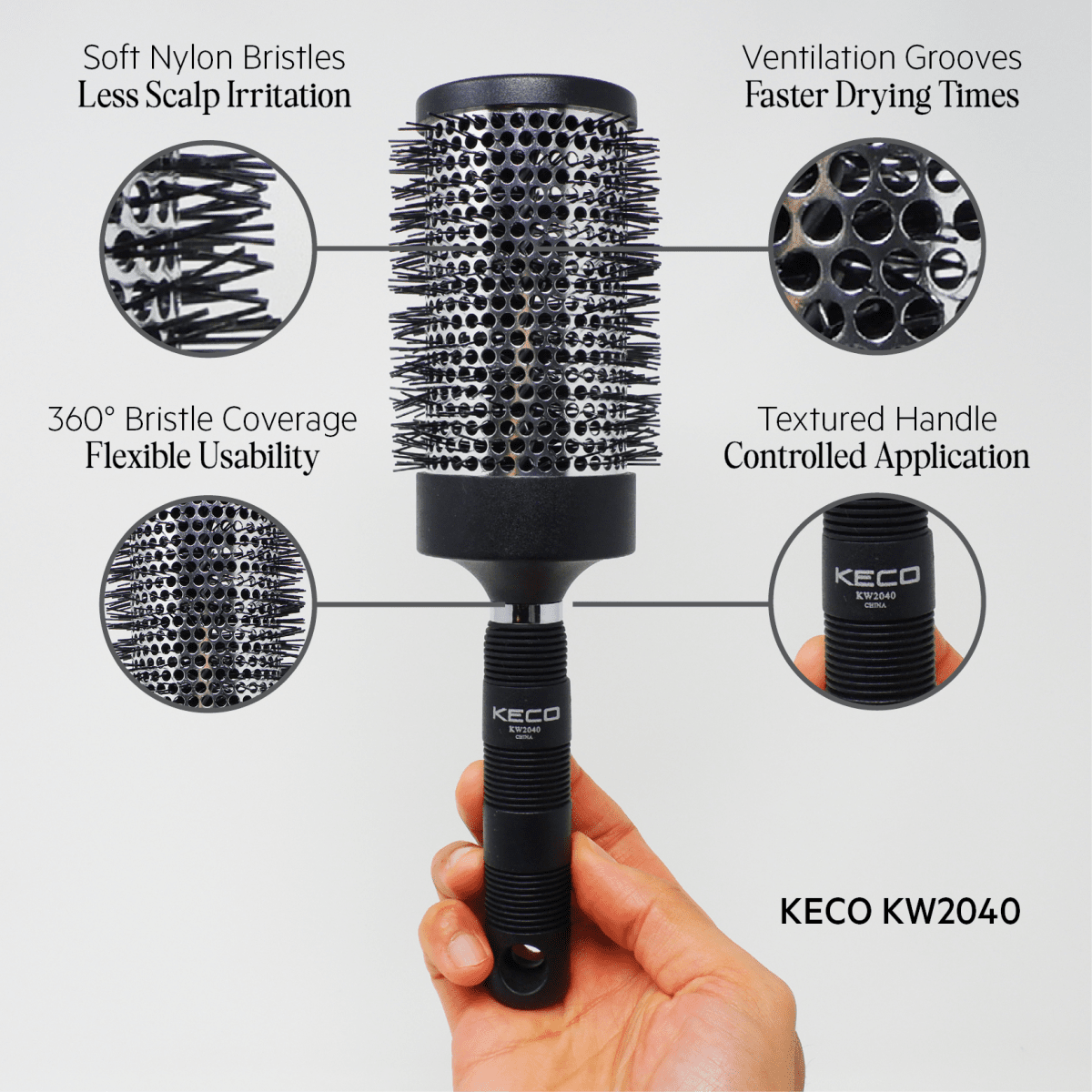 KECO_Round Brush KW2040 7cm/2.75"_Cosmetic World
