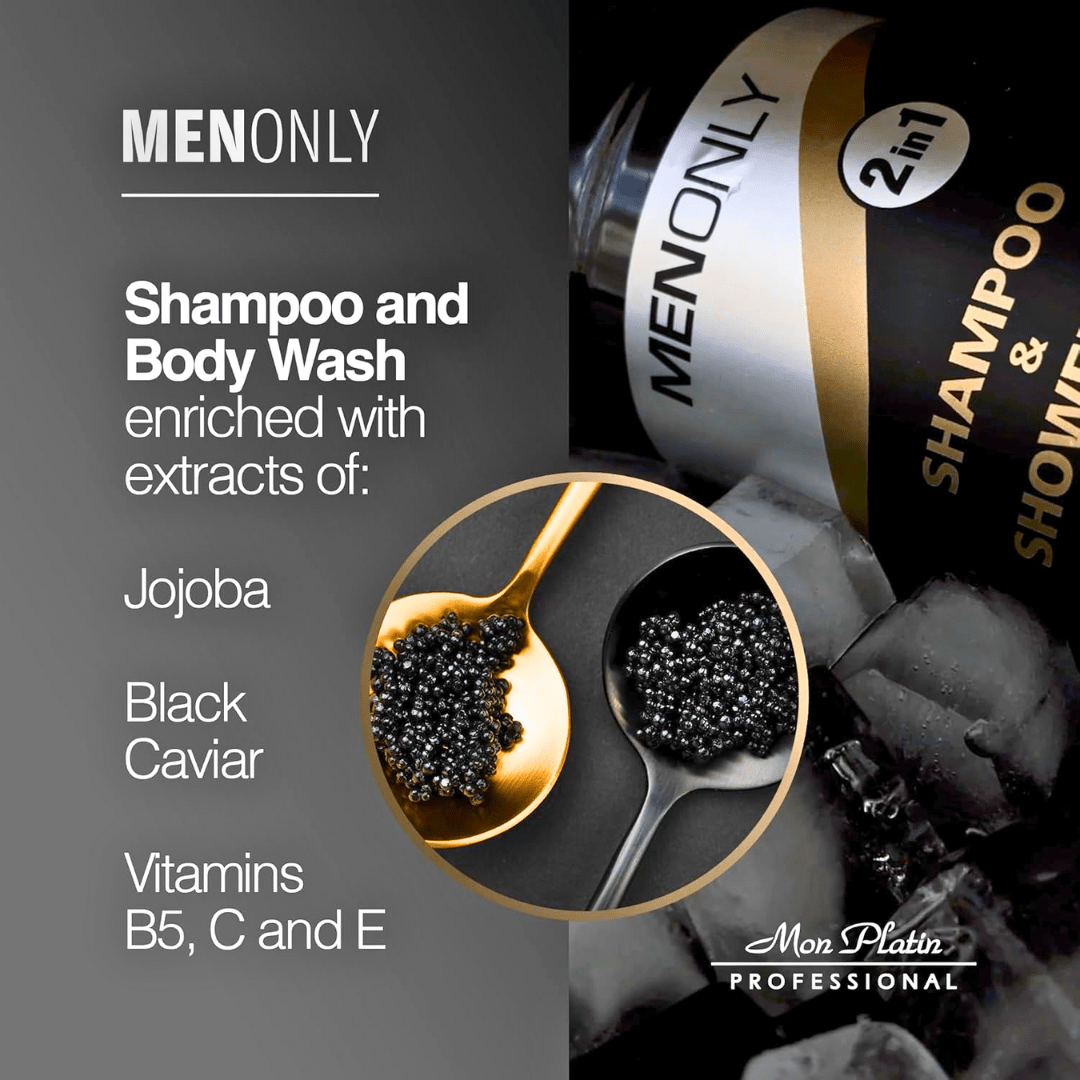MON PLATIN_PremiuMen Shampoo & Shower Jojoba and Black Caviar Gel 2 in 1 in 13.6oz_Cosmetic World