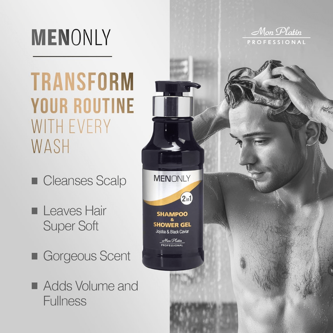 MON PLATIN_PremiuMen Shampoo & Shower Jojoba and Black Caviar Gel 2 in 1 in 13.6oz_Cosmetic World