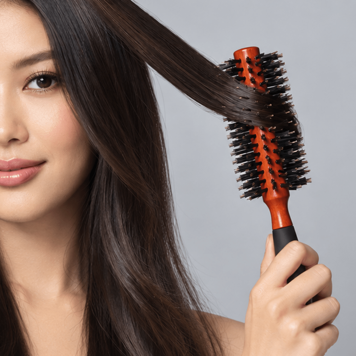 NP Group_Natural Wood & Boar Bristle Round Brush 9" Long 1/2" Barrel_Cosmetic World