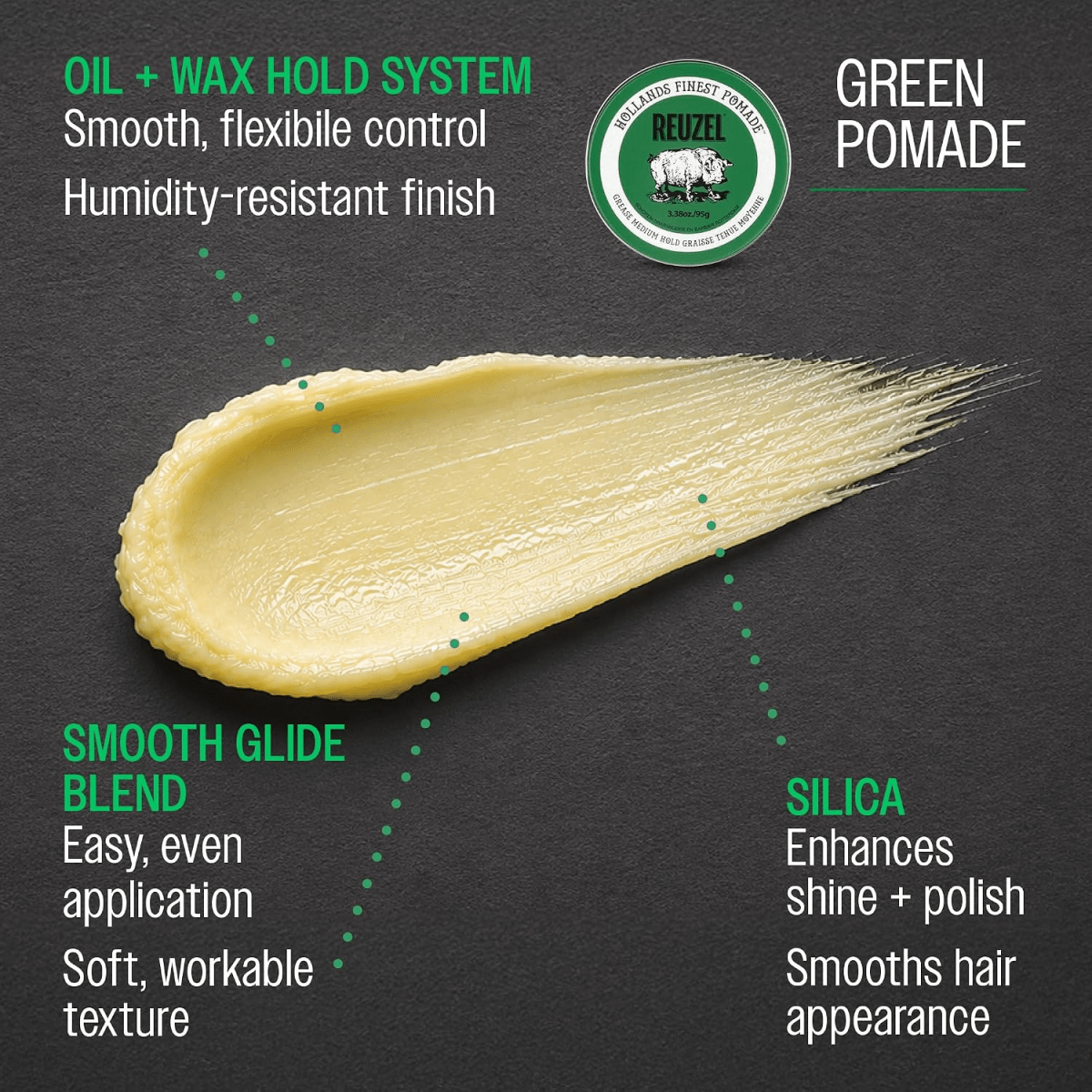 Reuzel_Green Grease Medium Hold Pomade_Cosmetic World