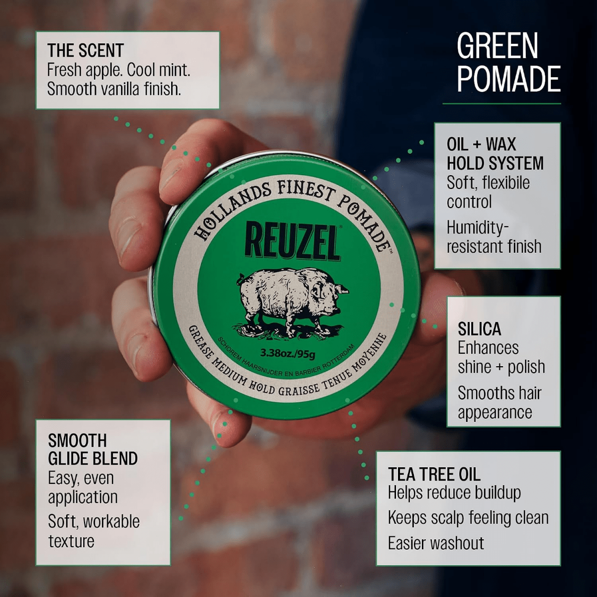 Reuzel_Green Grease Medium Hold Pomade_Cosmetic World