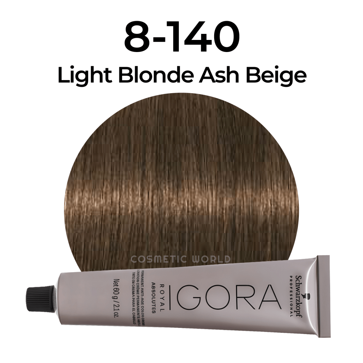 SCHWARZKOPF - IGORA ROYAL_Igora Royal Absolutes 8 - 140 Light Blonde Cendre Beige_Cosmetic World