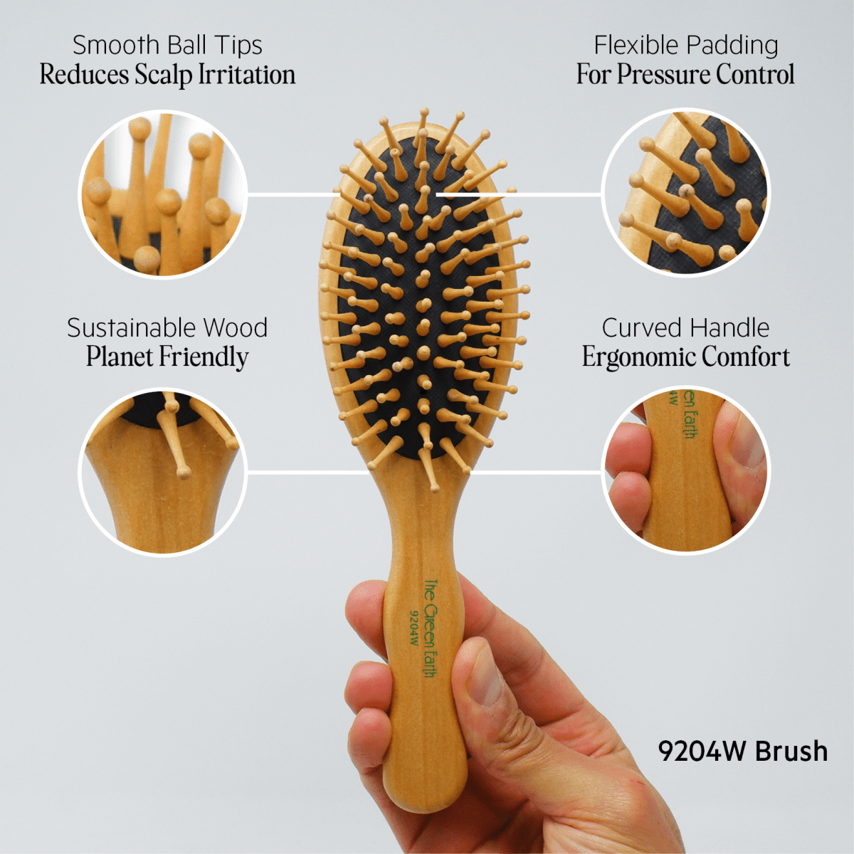 The Green Earth_Wood Cushion Oval Brush 9204W 2.4"/6cm_Cosmetic World