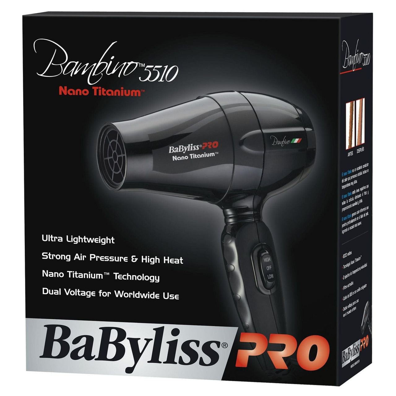 BABYLISS PRO_Bambino 5510 Nano Titanium Travel Hairdryer BABNT5510NC_Cosmetic World