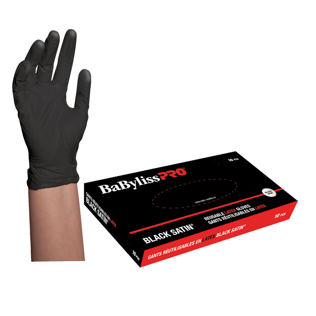 BABYLISS PRO_Black Reusable Latex Gloves (10pcs) (3 sizes)_Cosmetic World
