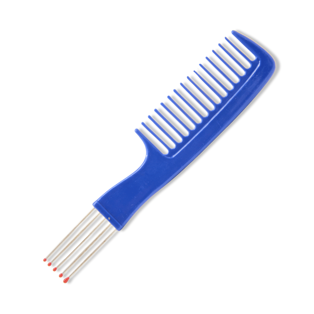 Cosmetic World_Blue Teasing Comb with Metal Pin and Ball Comb 20 cm_Cosmetic World