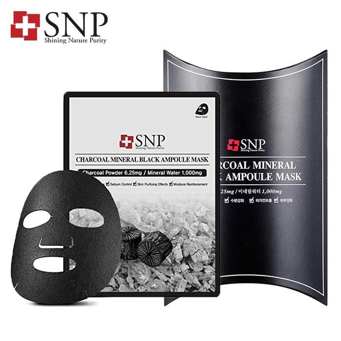 SNP_Charcoal Mineral Black Ampoule Mask 10 pack_Cosmetic World