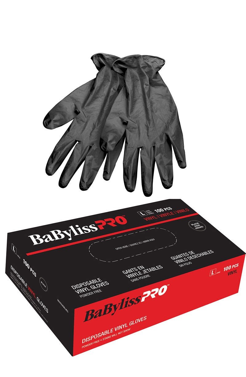 BABYLISS PRO Disposable Black Nitrile Gloves Box of 100 – Cosmetic