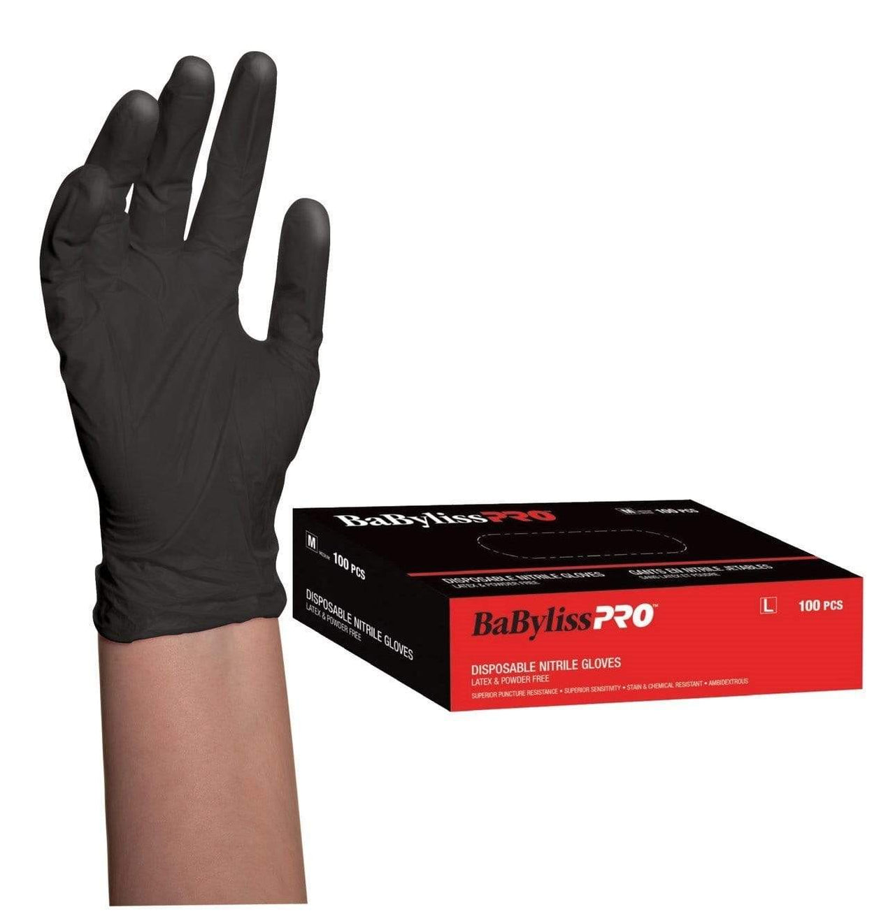 BABYLISS PRO_Disposable Vinyl Gloves Black Box of 100_Cosmetic World