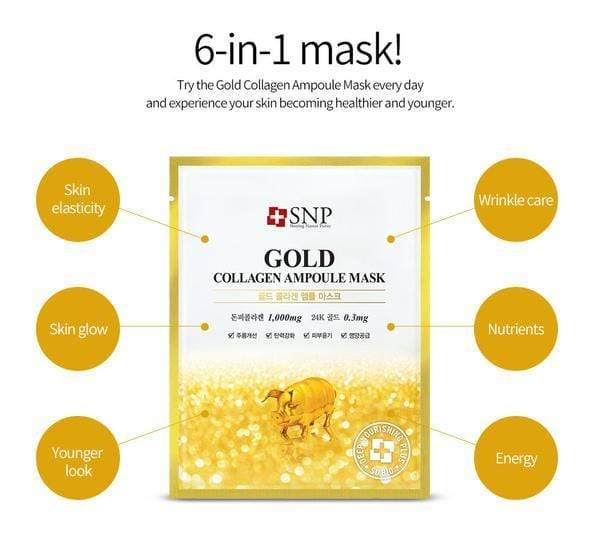 SNP_Gold Collagen Ampoule Mask 1000mg/24K 0.3mg_Cosmetic World