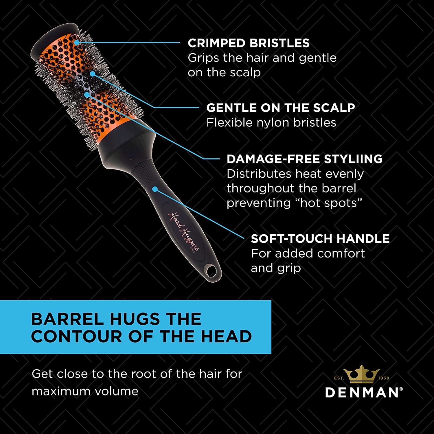 Denman Head Huggers Ceramic Thermal Brush Large cosmeticworld