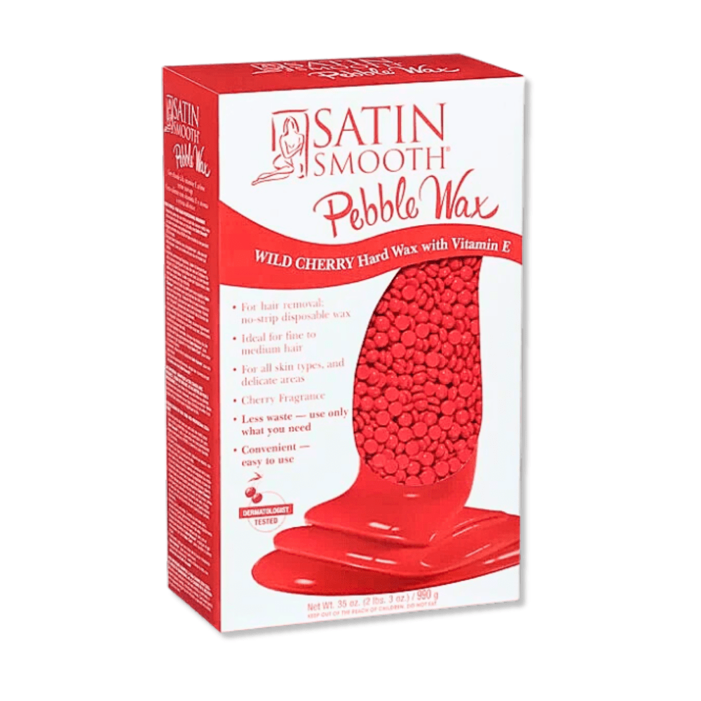 SATIN SMOOTH_Pebble wax- Wild Cherry Hard Wax with Vitamin E 35oz_Cosmetic World